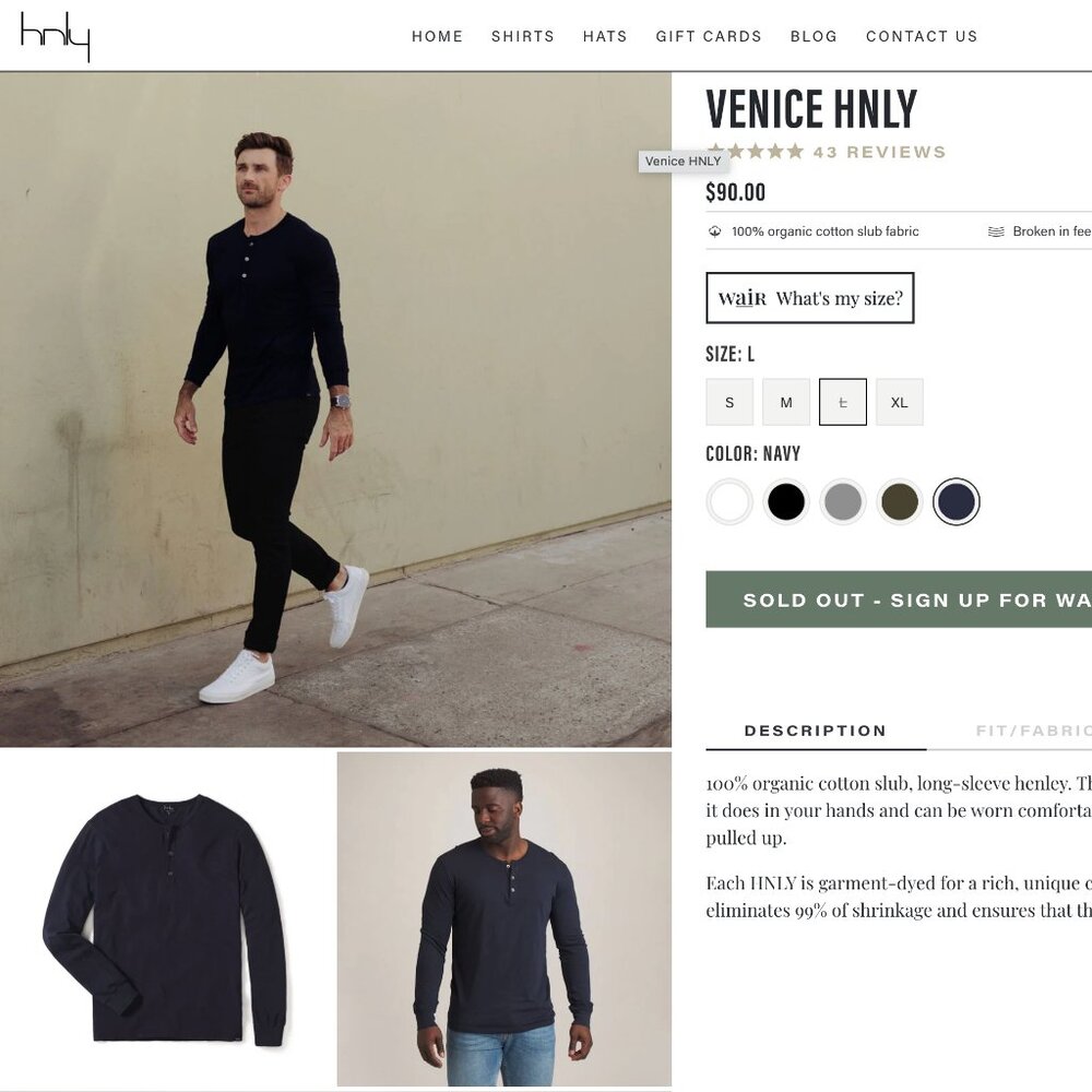HNLY Venice Navy Long Sleeve Henley